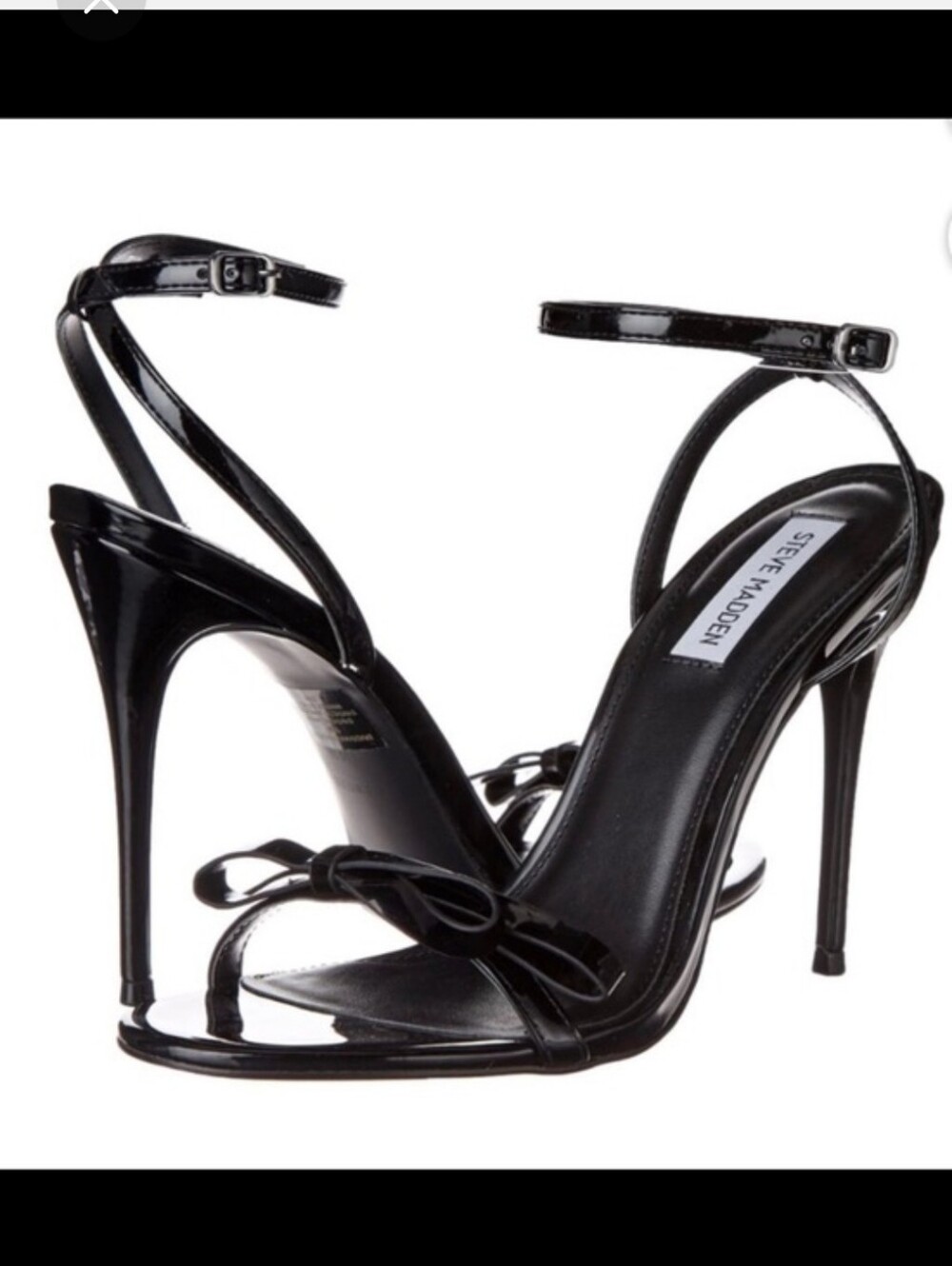 Steve Madden Bradshaw Black Bow Ankle-Strap Heels Like New Size 7